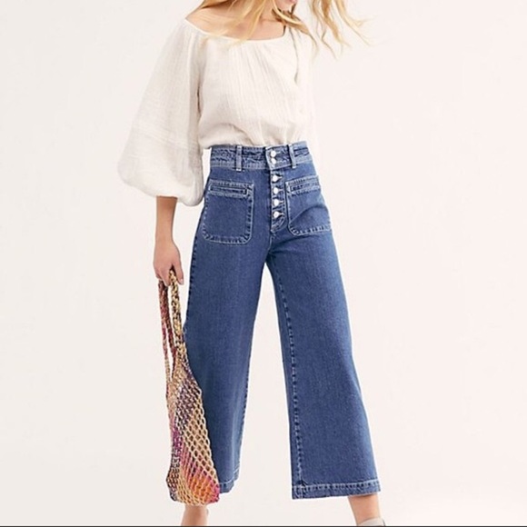 Free People Denim - Free People Colette Cropped Wide High Rise Jean 25